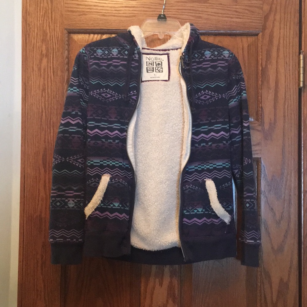Warm hooded jacket.